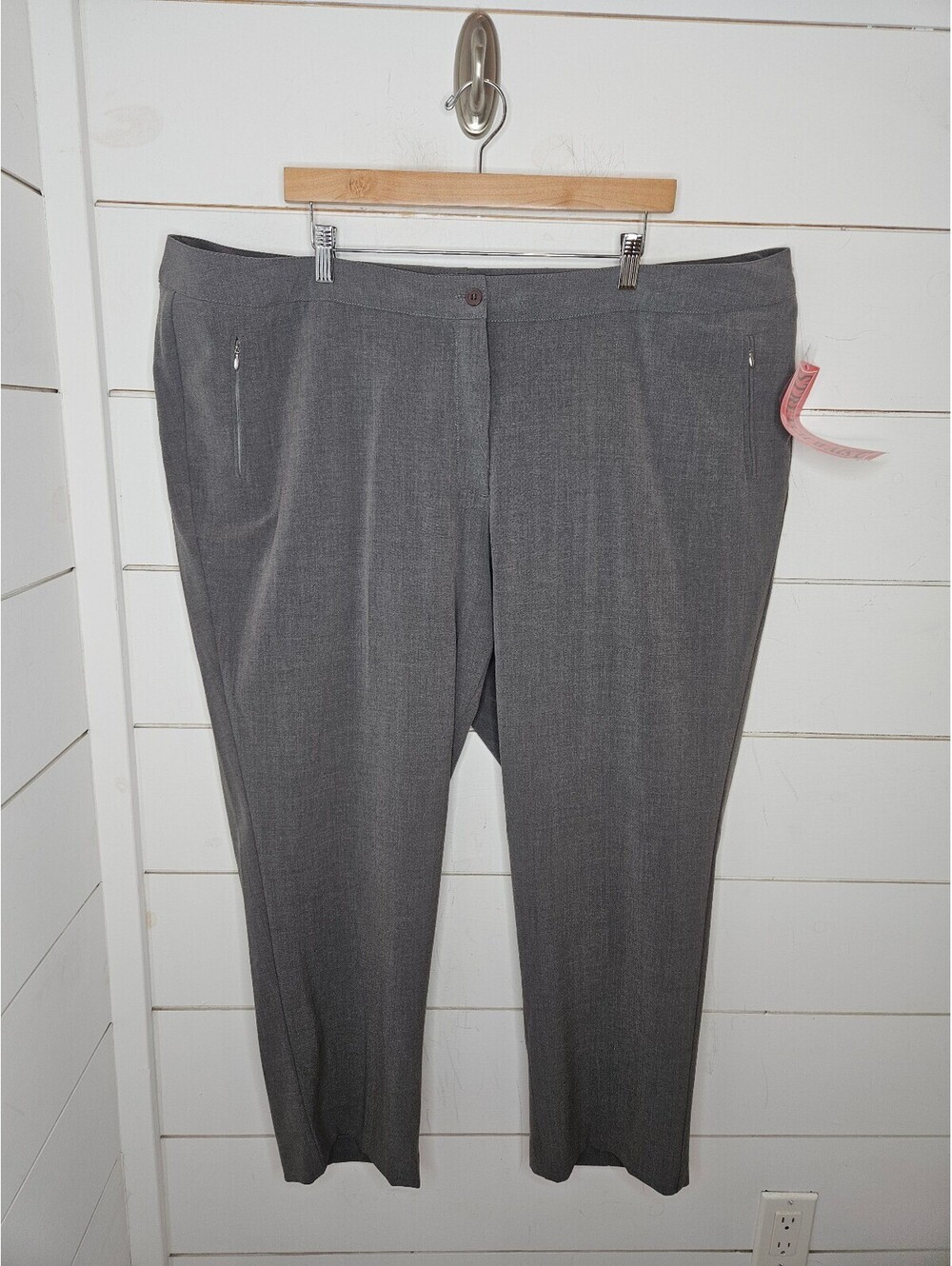 NWT TanJay size 24W grey cropped straight leg dress pants